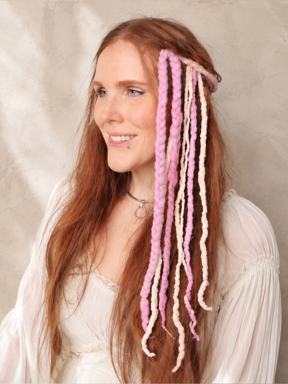 Purple Pink Merino Wool Clip In Dreadlocks Extensions Handmade Miss Violet Lace